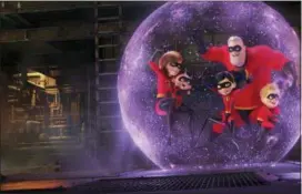  ?? DISNEY — PIXAR VIA AP ?? This image released by Disney Pixar shows a scene from “Incredible­s 2,” in theaters on June 15.