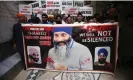  ?? Photograph: Bilawal Arbab/EPA ?? Pakistani Sikhs hold a protest in Lahore last September over the killing of Hardeep Singh Nijjar in Canada.