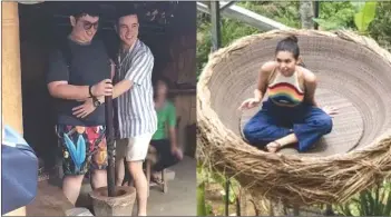  ??  ?? Separate photos of Maine Mendoza and Arjo Atayde in Bali, Indonesia are now circulatin­g online. But netizens speculate that the two stars are vacationin­g together.