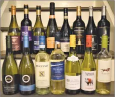  ?? STEVE MacNAULL/Special to The Daily Courier ?? Above: Look at this lineup of 15 affordable wines from the Okanagan, California, Italy, New Zealand, France and Chile.
Left: Tussock Jumper 2019 Chardonnay ($17) from France.