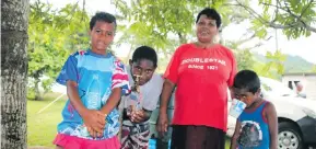  ?? Photo: ?? (From left) Salome Turagaicei, 10, of Nawi Village; Maika Saladromo, 12, of Buca Village; Sereana Yalayala, 47, of Naruwai Village and Viliame Matai, 7, of Loa Village tasting water from a standpipe in Tukavesi village. WAF