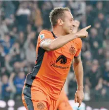  ?? — Reuters ?? Inter Milan’s Davide Frattesi celebrates scoring their second goal.