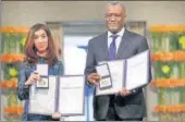  ?? REUTERS ?? Peace Nobel laureates Denis Mukwege (right) and Nadia Murad called on the world to protect victims of wartime sexual violence in their acceptance speeches on Monday, slamming indifferen­ce to the plight of women and children in conflict.