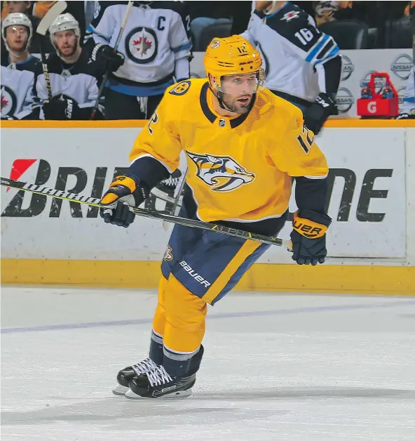  ?? — GETTY IMAGES FILES ?? Nashville Predators forward Mike Fisher announced his return at a news conference Jan. 31.