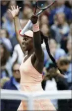  ?? JULIO CORTEZ — THE ASSOCIATED PRESS ?? Sloane Stephens reacts after beating Madison Keys in the women’s singles final of the U.S. Open Saturday.