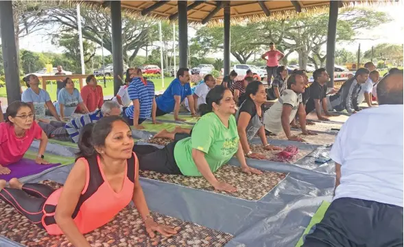  ?? Photo: Indian High Commission ?? Members of public participat­ed during the Yoga session held at My Suva Park in Nasese on June 9, 2018.