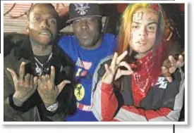  ??  ?? Tekashi69 (top and inset, r.), who ratted on fellow Nine Trey Bloods gang members, including Aljermiah “Nuke” Mack (inset, center), had hoped to be released after serving 13 months for violent spree.