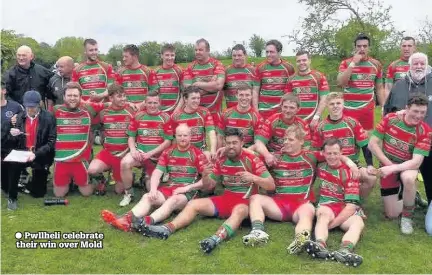  ??  ?? Pwllheli celebrate their win over Mold