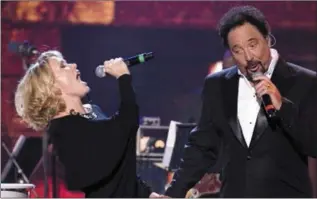  ??  ?? Cerys Matthews and Tom Jones singing their version of ‘Baby it’s cold outside’. How can people seriously think this song has connotatio­ns about spiking someone’s drink?