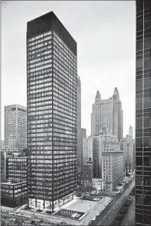  ?? Esto-Ezra Stoller ?? THE SEAGRAM Building, designed by Mies van der Rohe with help from Johnson, is a prime example of corporate architectu­re.