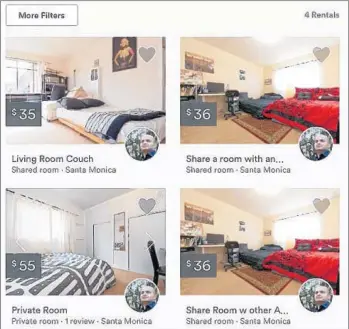  ?? City of Santa Monica ?? THE SANTA MONICA City Council report on vacation rentals and home-sharing shows how one host can offer four units that Airbnb guests can share. The city outlawed rentals of less than 30 days.