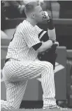  ?? ABBIE PARR/GETTY IMAGES ?? New York’s Todd Frazier reacts after a girl was hit by a foul ball off his bat on Wednesday at Yankee Stadium.