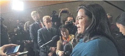  ?? ADRIAN WYLD THE CANADIAN PRESS ?? Former attorney general Jody Wilson-Raybould placed Justin Trudeau at the very centre of the SNC-Lavalin affair.