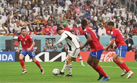  ?? Photo: ?? Germany s midfielder #07 Kai Havertz (2ndL) scores his team’s second goal during the Qatar 2022 World Cup Group E football match against Costa Rica at the Al-Bayt Stadium in Al Khor, north of Doha on December 1, 2022. AFP