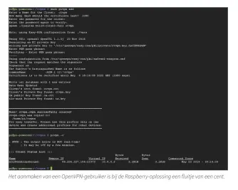  ??  ?? Het aanmaken van een OpenVPN-gebruiker is bij de Raspberry-oplossing een fluitje van een cent.