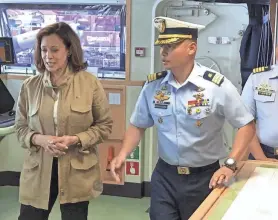  ?? PHILIPPINE COAST GUARD VIA AP ?? Vice President Kamala Harris on Tuesday tours a Philippine coast guard ship docked in Puerto Princesa on the island province of Palawan at the edge of the South China Sea.