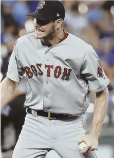  ?? AP PHOTO ?? NOT HAPPY : Chris Sale shows his frustratio­n after giving up two runs in the ninth inning, which cost him a chance to finish the game.