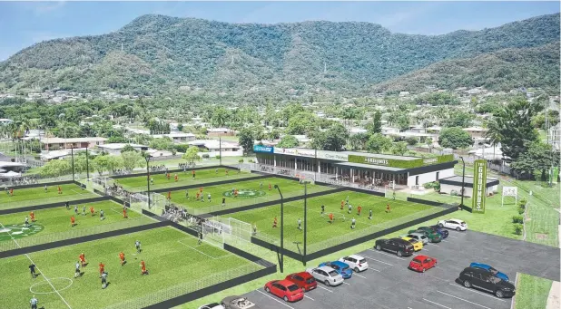  ??  ?? CARAVELLA VISION: A concept plan for the Caravella Football Academy synthetic turf pitches to be built at Toogood Rd, Woree.