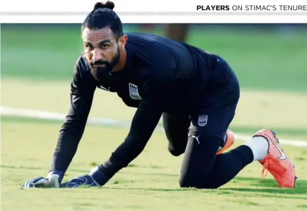  ?? SPORTZPICS / ISL ?? Dicult period: “There has not been a lot of time in the camps for him to set his plan... The good thing is that in whatever time he has got, all the players have adapted to his style well,” says Amrinder Singh, who recently led Mumbai City FC to the ISL title.