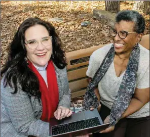  ?? (Arkansas Democrat-Gazette/Cary Jenkins) ?? Siobhan Carpenter and Nancy Robinson are two of the volunteers who tutor children through AR Kids Read. During the fall semester, volunteers worked with 136 students through mostly virtual tutoring, during school and after school.