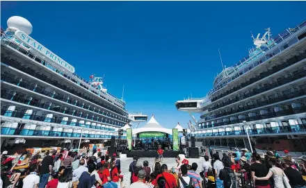  ?? GERRY KAHRMANN/PNG FILES ?? This year, 32 cruise ships from 14 cruise lines will combine to make 241 total visits to the Port of Vancouver, carrying 895,000 passengers, a seven-per-cent increase over 2017.