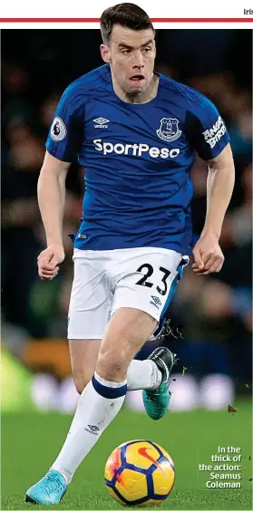  ??  ?? In the thick of the action: Seamus Coleman