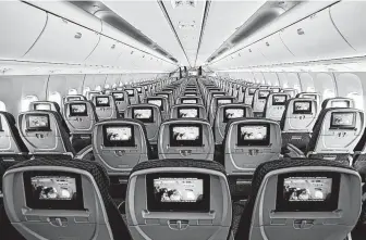  ?? United Airlines Creative Service ?? United Airlines has joined American Airlines and Alaska Airlines in removing screens from their domestic workhorses, but United is considerin­g new seatback screens in the Boeing 737 Max 10.