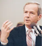  ?? LANA HARRIS/AP 1987 ?? Former national security adviser Robert McFarlane testifies before a panel investigat­ing the Iran-Contra affair on Capitol Hill. McFarlane died Friday at 84.