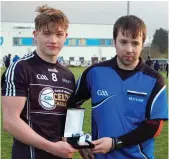  ??  ?? Cahan Hallinan receives the Best and Fairest award.