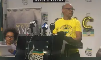  ??  ?? ANC spokesman Pule Mabe, right, and party general manager Febe Potgieter-Gqubule launch a revamped ANC website at Luthuli House, Joburg yesterday.