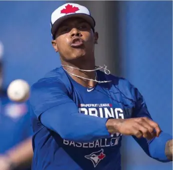  ?? FRANK GUNN/THE CANADIAN PRESS ?? Blue Jays pitcher Marcus Stroman expressed his displeasur­e on Twitter after losing an arbitratio­n decision.