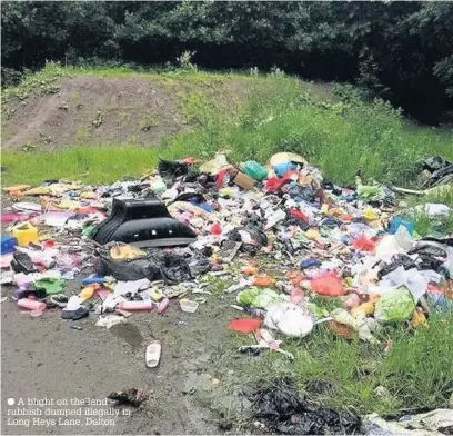  ?? A blight on the land – rubbish dumped illegally in Long Heys Lane, Dalton ??