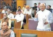  ?? HT PHOTO ?? Chief minister Manohar Lal Khattar speaking in the state assembly on Thursday.