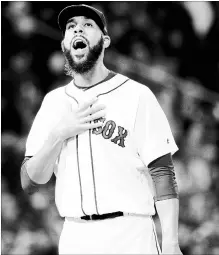  ?? DAVID J. PHILLIP THE ASSOCIATED PRESS ?? Red Sox starting pitcher David Price reacts after giving up two runs to the Houston Astros during the second inning in Game 2 of the American League Championsh­ip Series on Sunday night in Boston. The Red Sox had counted two in the bottom of the first inning.For the result and more baseball news, visit our website.