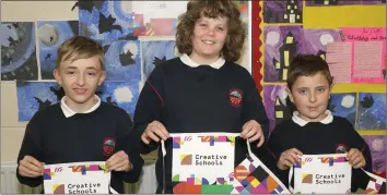  ??  ?? Adam Gannon, Ciaran Kehoe and Zack Murphy at Davidstown NS.