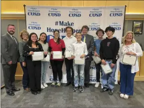  ?? Courtesy of Castaic Union School District ?? The Castaic Union School District awarded nine scholarshi­ps to former and current students at Castaic Middle School. The winners were selected based on their academic and personal goals.