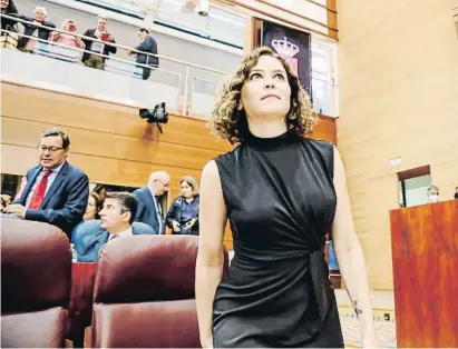  ?? Caraci nuygs / EP ?? Isabel Díaz Ayuso ayer en la sesión plenaria de la Asamblea de Madrid