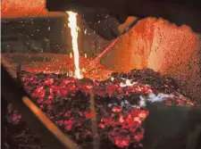  ?? Bartek Sadowski/Bloomberg file photo ?? Liquid copper is poured in 2011 inside a furnace at the KGHM Polska Miedz copper smelting factory in Glogow, Poland.