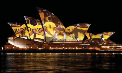  ?? Photograph: Brendon Thorne/Getty Images for Rugby Australia ?? The Sydney Opera House was illuminate­d in May as part of Australia's bid to host the 2027 Rugby World Cup.