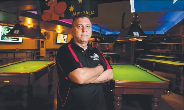  ??  ?? LOST INCOME: Downunder Bar owner Harry Treklis is upset at repeated power outages in his Lake St premises during peak trade. Picture: STEWART McLEAN