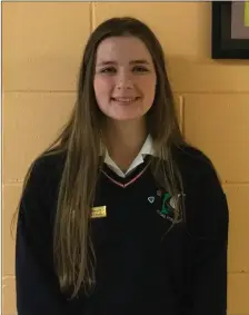  ??  ?? Jessica Finnigan who represente­d Coláiste Chill Mhantáin in Round Two of the Rotary Youth Leadership Competitio­n on Tuesday, November 6, and has been chosen to progress to Round Three which will take place in Dun Laoghaire on November 22.
