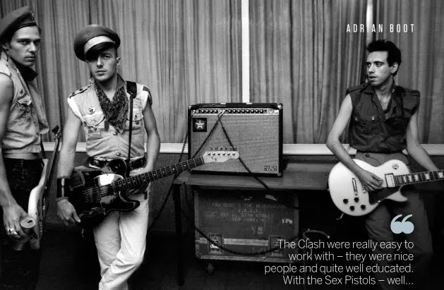  ??  ?? The Clash pictured backstage at the Manchester Apollo, 1980; Nikon F2, 28mm lens, Tri-X 400 film Top left lower Kid Creole and the Coconuts at the Island 50 concert, 2009; Nikon DX3, Nikkor 20-35mm f/2.8, 1/50 sec, f/2.8, ISO1250