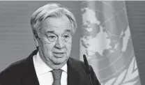  ?? Michael Sohn / Pool / AFP via Getty Images ?? U.N. Secretary-General Antonio Guterres suggests a wealth tax to help finance recovery from COVID-19.