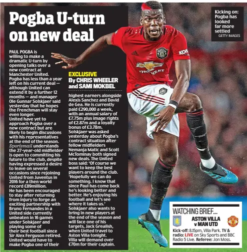  ?? GETTY IMAGES ?? Kicking on: Pogba has looked far more settled