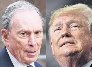  ??  ?? SHAKING UP THE CONTEST: This combinatio­n shows Michael Bloomberg, left, and US President Donald Trump.