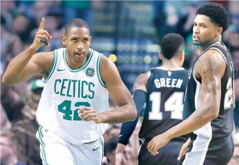  ?? AP ?? Al Horford recibe elogios permanente­s por su desempeño dentro de los Celtics de Boston.