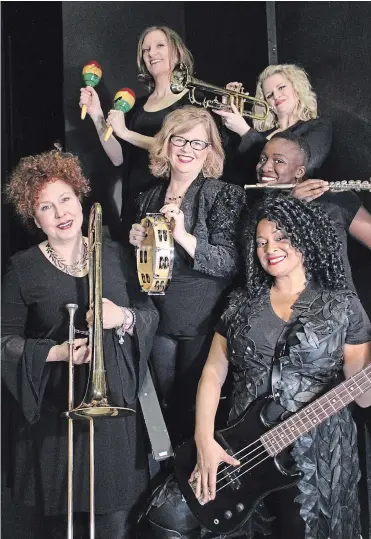  ?? PHOTO COURTESY OF LYNNE JAMIESON ?? The cast of “A ... My Name is Alice,” front row: Lesley Andrew, Richelle Tavernier. Middle: Catherine Silverglen, Danielle Green. Top: Leslie Gray, Alix Kingston. .