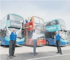  ?? PHOTO SUBMITTED ?? Staff at the home of Coastliner in Malton celebrate the ‘World Cup of English Bus Routes’ victory following the online survey win.