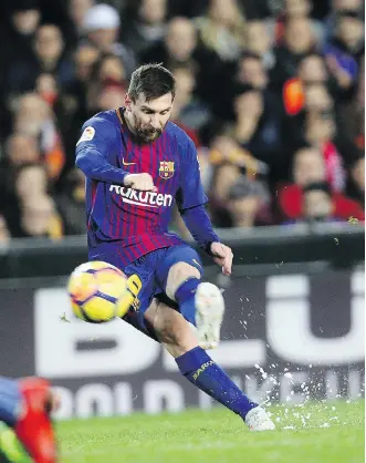  ?? ALBERTO SAIZ/THE ASSOCIATED PRESS ?? MLS team owners could start five expansion teams with the $834 million they would have to spend to acquire Barcelona’s Lionel Messi.