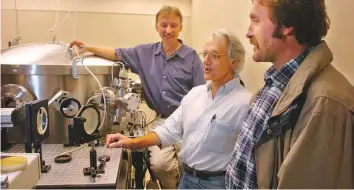  ?? AP ?? Professor Gerard Mourou (center) was named one of the Nobel Physics Prize winners, with American Arthur Ashkin and Canadian Donna Strickland for their work in laser physics.